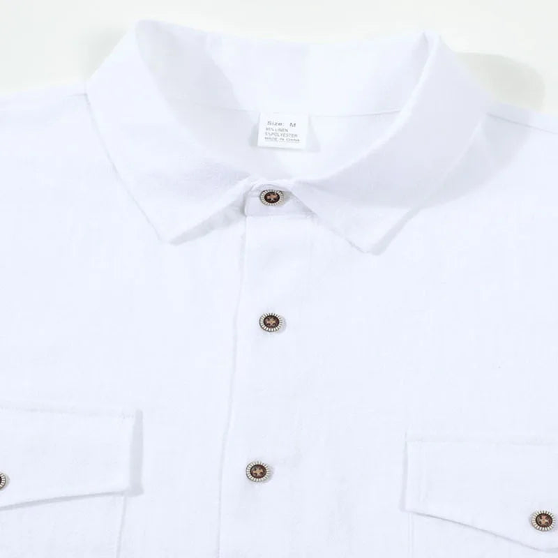 🌿 New Men’s Long‑Sleeve Linen‑Blend Casual Shirt