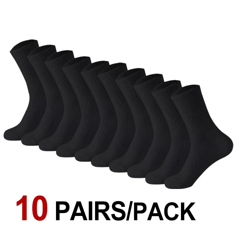 🧦 10 / 20 Pairs Neutral Solid Crew Socks | All‑Season Sports & Daily