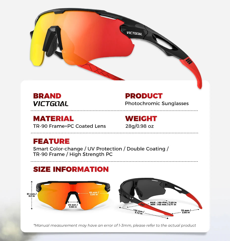 🕶️ VICTGOAL Photochromic Cycling Sunglasses