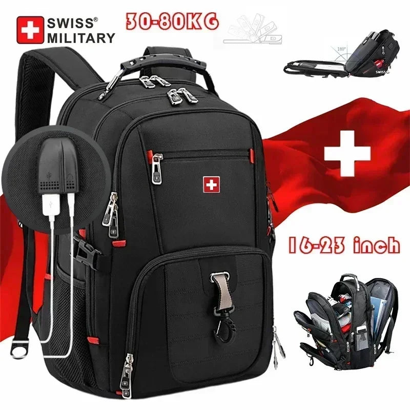 🎒 SWISS‑Style 17” Laptop Backpack | Waterproof + USB Charging