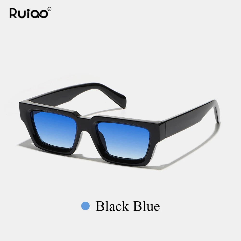 🕶️ Ruiao 2026 Black Small Rectangular Thick‑Frame Sunglasses