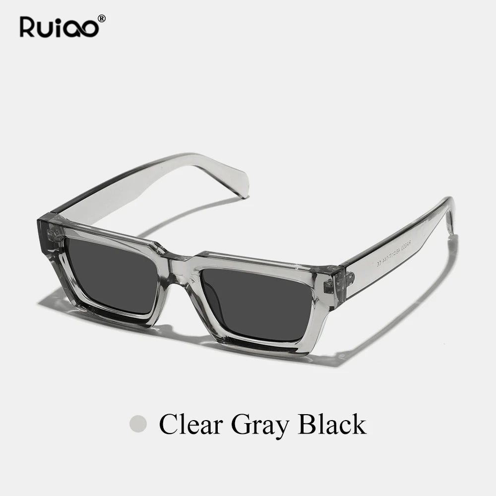 🕶️ Ruiao 2026 Black Small Rectangular Thick‑Frame Sunglasses