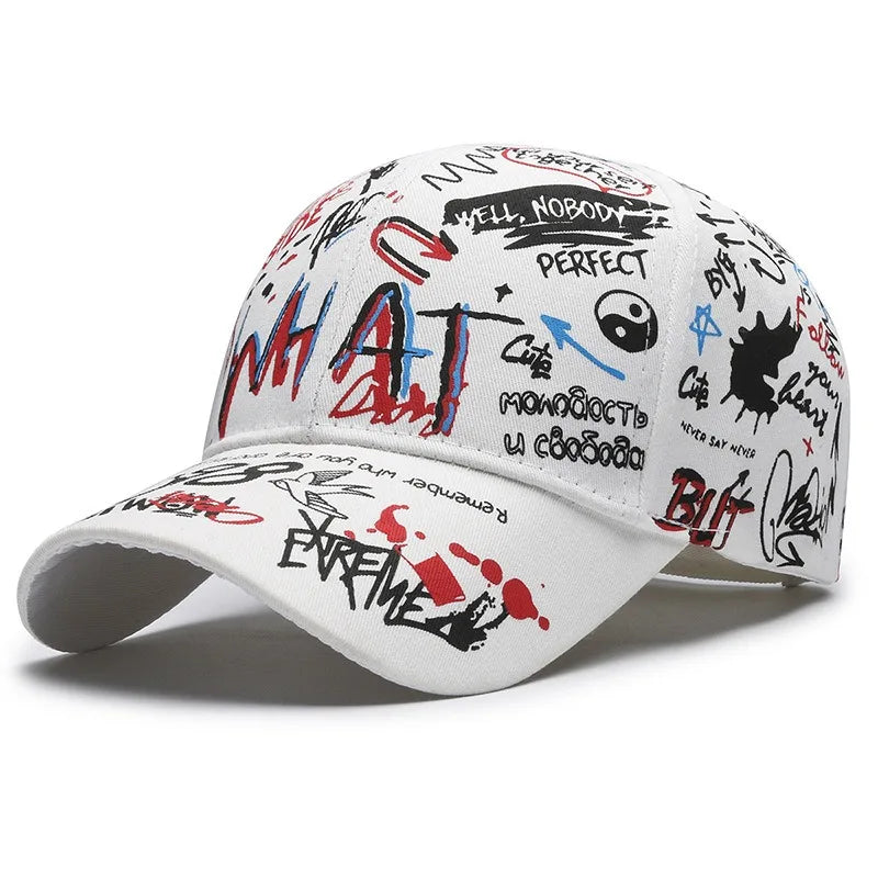 🧢 New Graffiti Printed Baseball Cap – Unisex Hip‑Hop Snapback