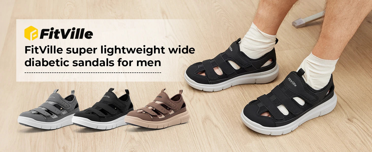 FitVille Men’s Wide Diabetic & Recovery Sandals