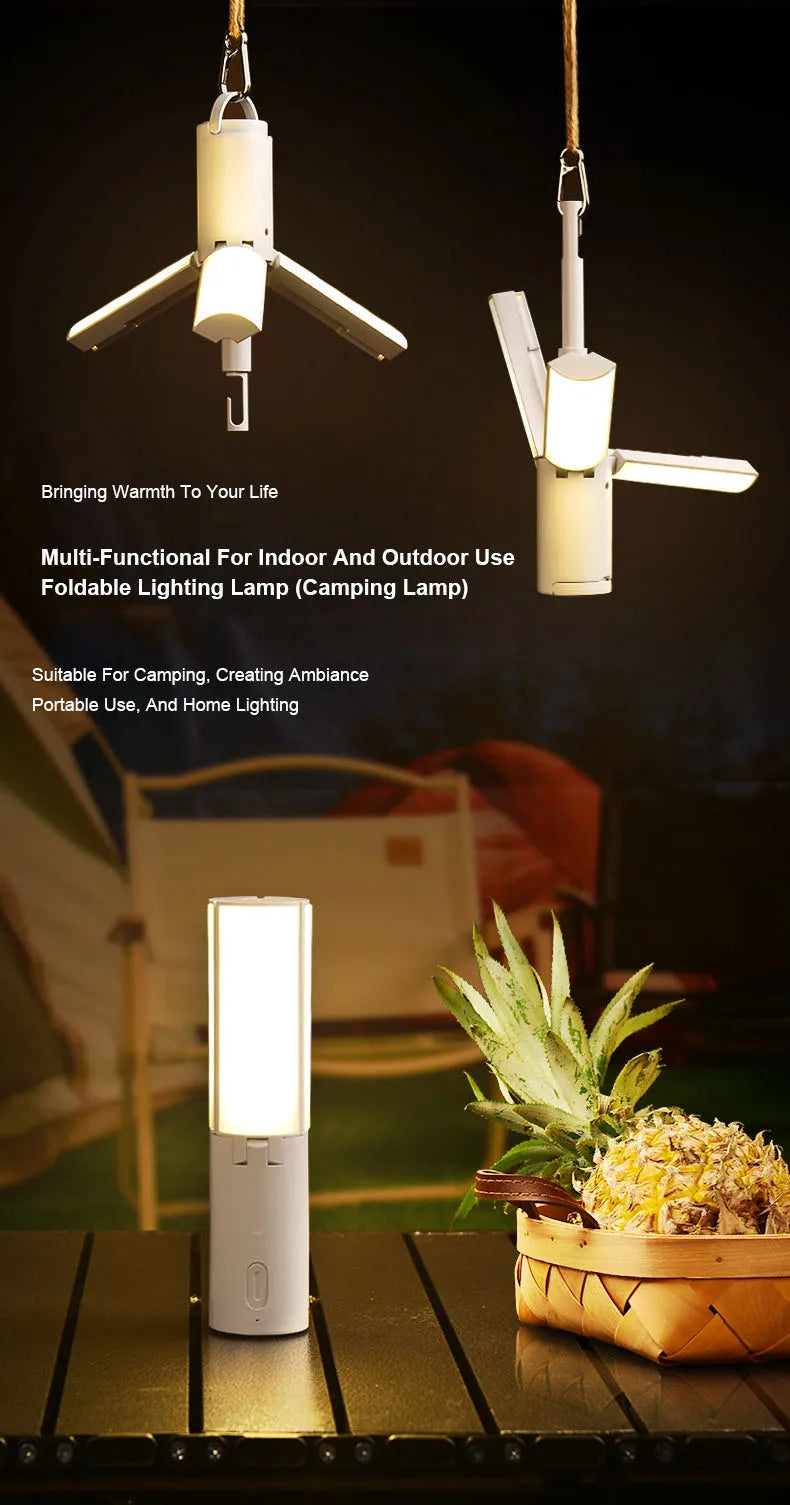 Outdoor Camping Light Portable Lantern Folding Rechargeable 3 Modes Dimmable for Outdoor Indoor Camping Tent Emergency Lighting