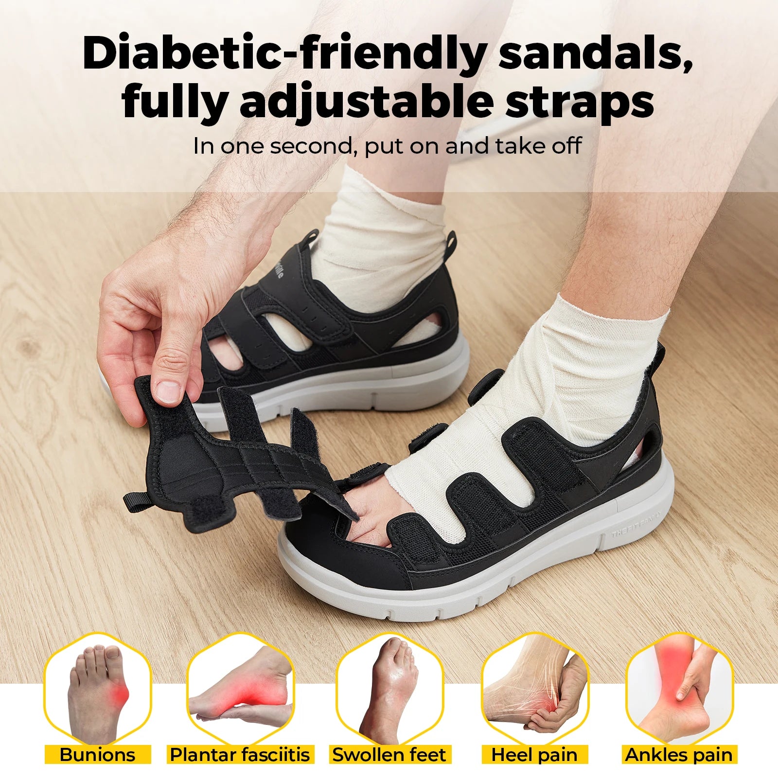 FitVille Men’s Wide Diabetic & Recovery Sandals