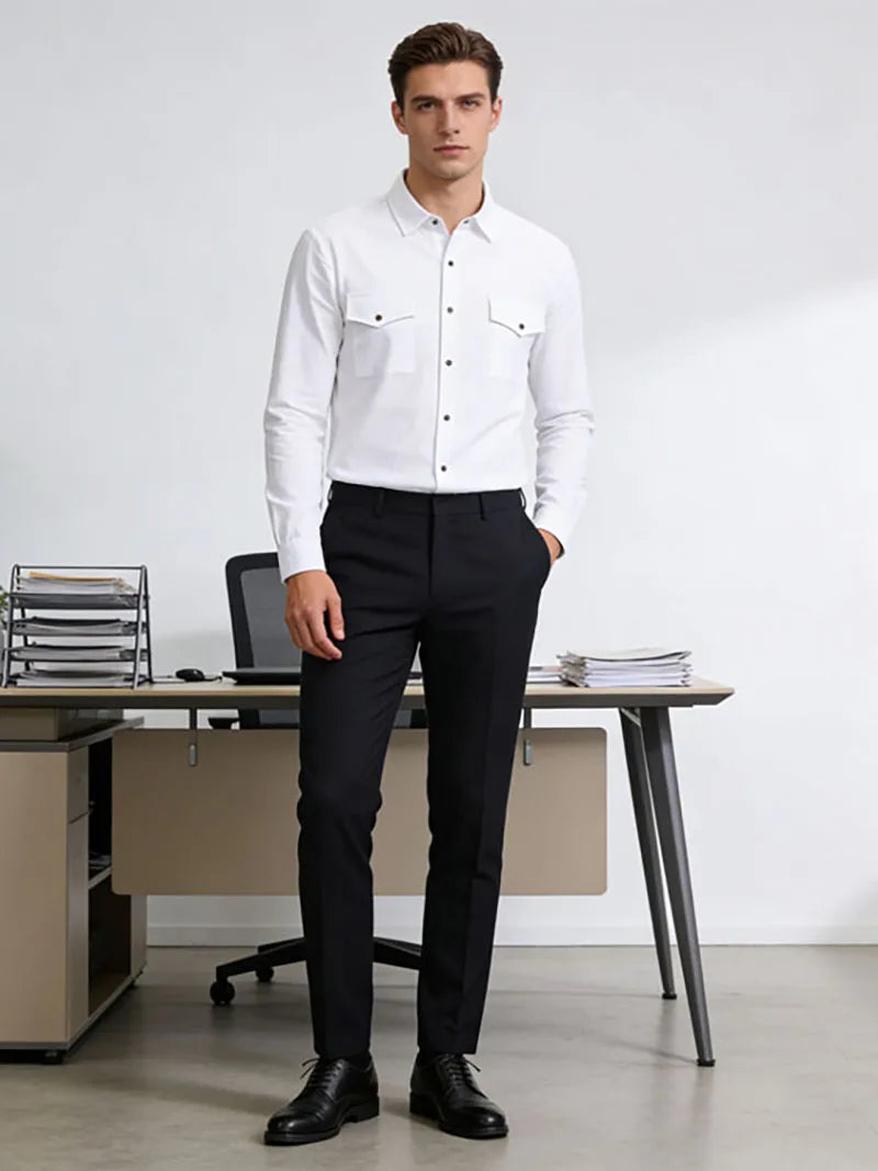 🌿 New Men’s Long‑Sleeve Linen‑Blend Casual Shirt