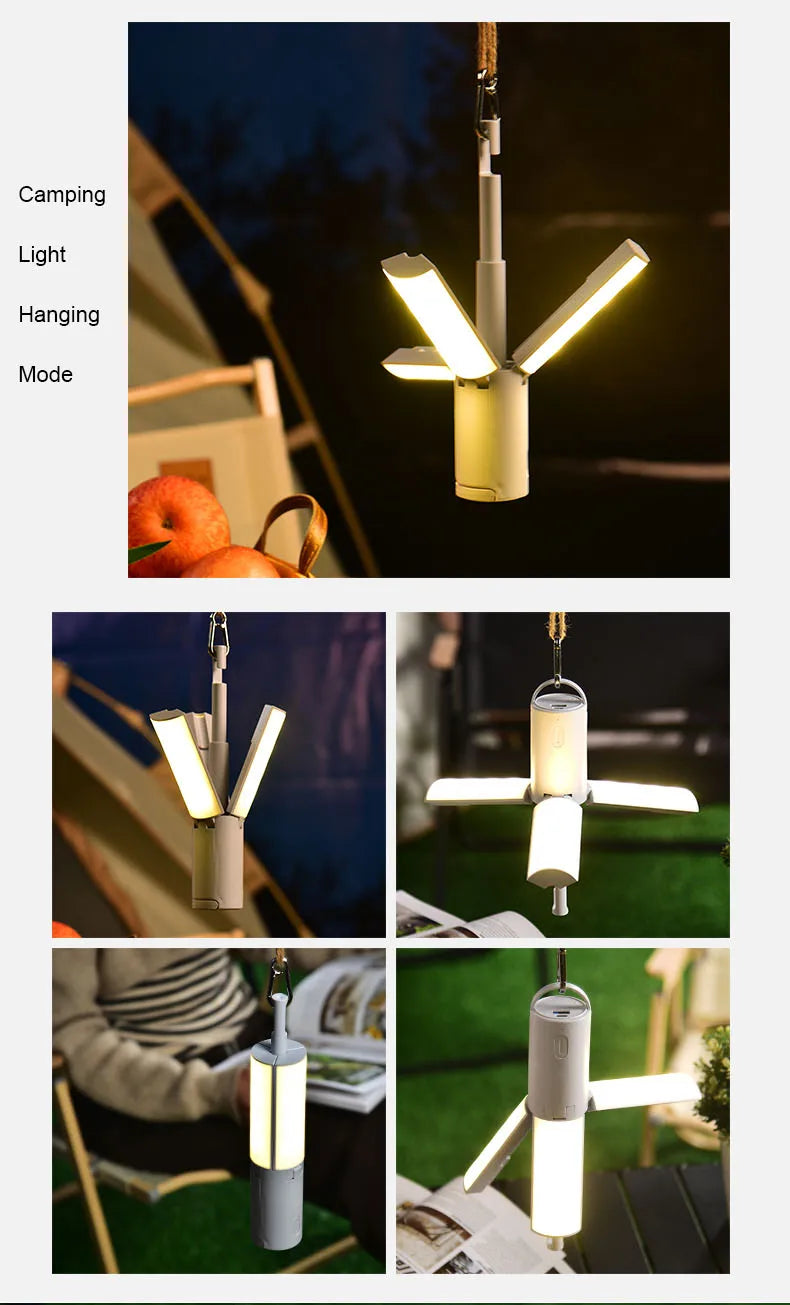 Outdoor Camping Light Portable Lantern Folding Rechargeable 3 Modes Dimmable for Outdoor Indoor Camping Tent Emergency Lighting