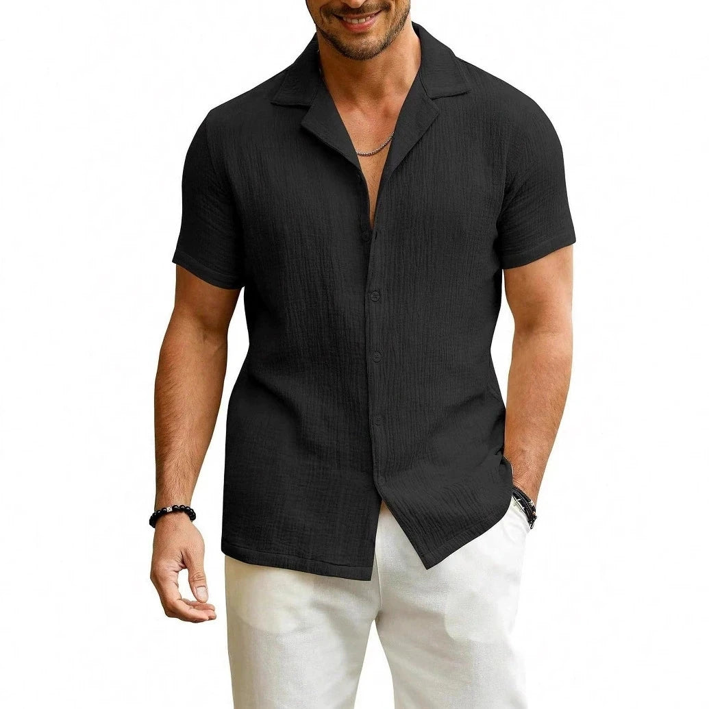 🌿 Men’s Cotton Linen Short Sleeve Shirt / Tee – Ultimate Summer Cool