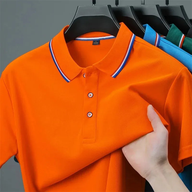 🧥 Men’s Solid Colour Short Sleeve Polo Shirt – Summer Essential