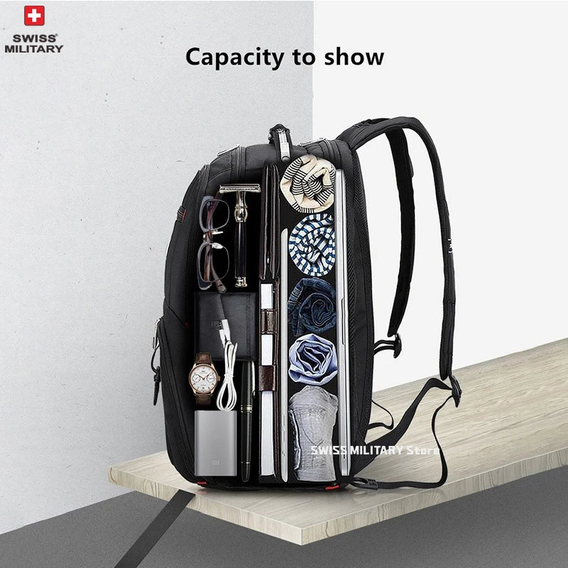 🎒 SWISS‑Style 17” Laptop Backpack | Waterproof + USB Charging