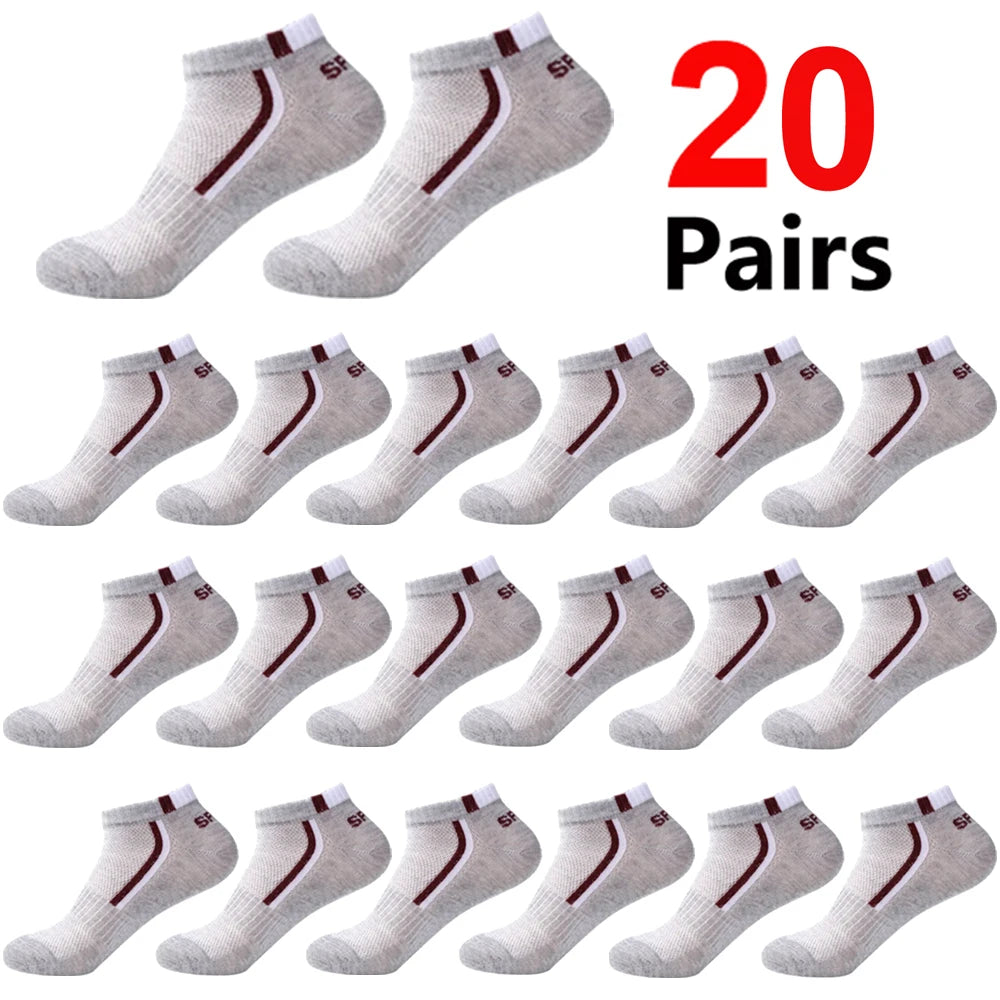 🧦 30 Pairs Men’s Mesh Ankle Socks | Color‑Block Sports & Casual