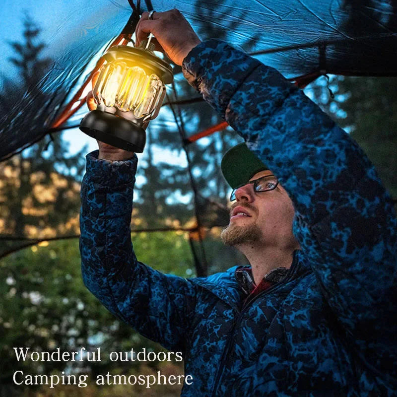 Outdoor Lantern Camping Tent Light Portable Retro Lighting Atmosphere Light LED Camping Light Adjustable Brightness