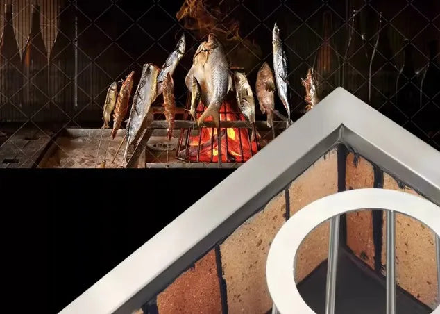 BBQ grill fish stove is equipped with a bright stall plate for the purpose of the grill and restaurant