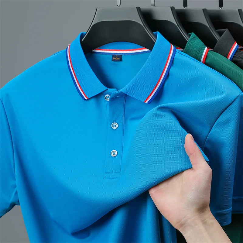 🧥 Men’s Solid Colour Short Sleeve Polo Shirt – Summer Essential