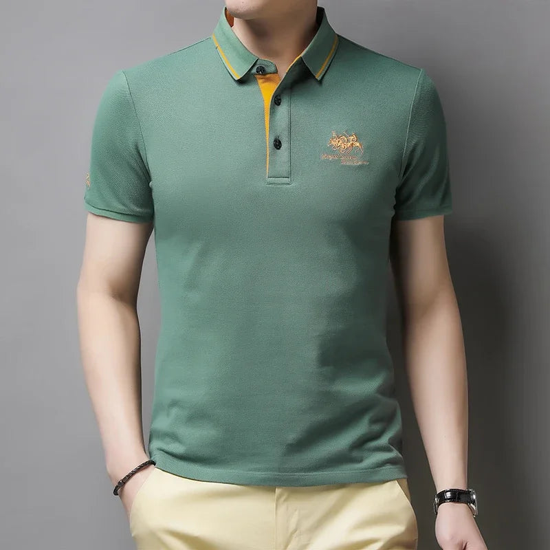 🎩 Men’s Embroidered Short‑Sleeve Polo Shirt