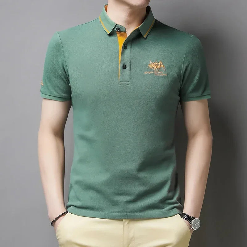 🎩 Men’s Embroidered Short‑Sleeve Polo Shirt