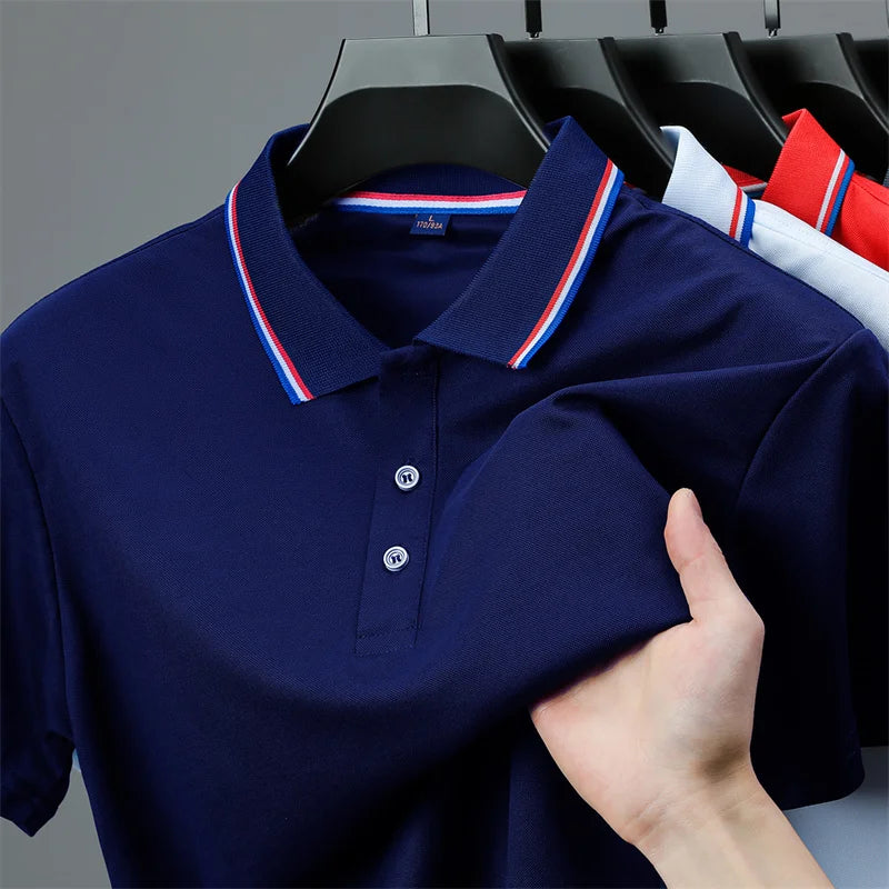 🧥 Men’s Solid Colour Short Sleeve Polo Shirt – Summer Essential