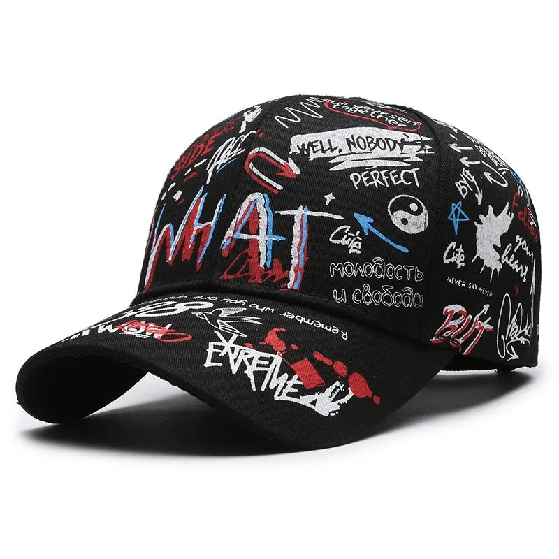 🧢 New Graffiti Printed Baseball Cap – Unisex Hip‑Hop Snapback