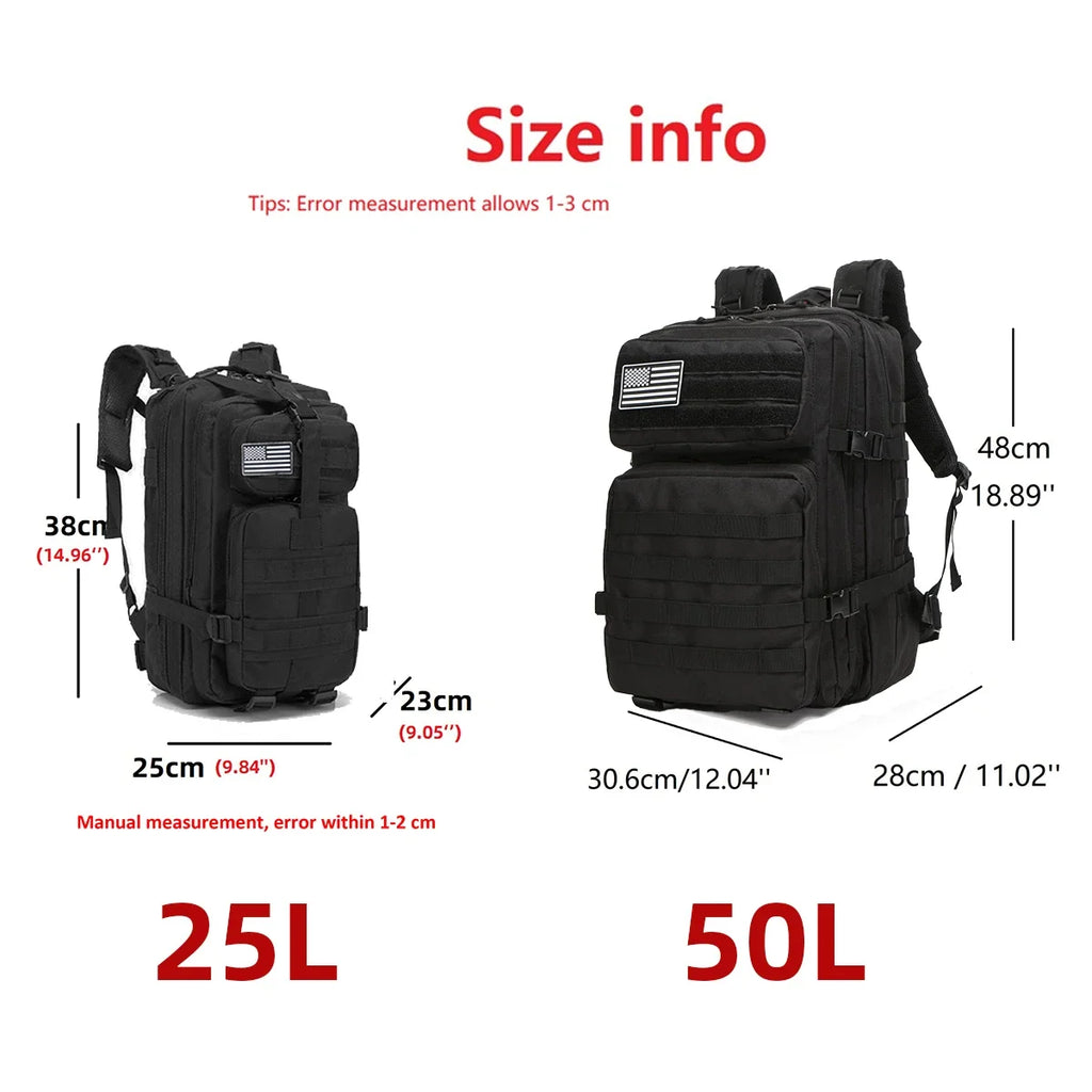 🎒 25L / 50L Tactical Molle Backpack – Outdoor & Multi‑Purpose