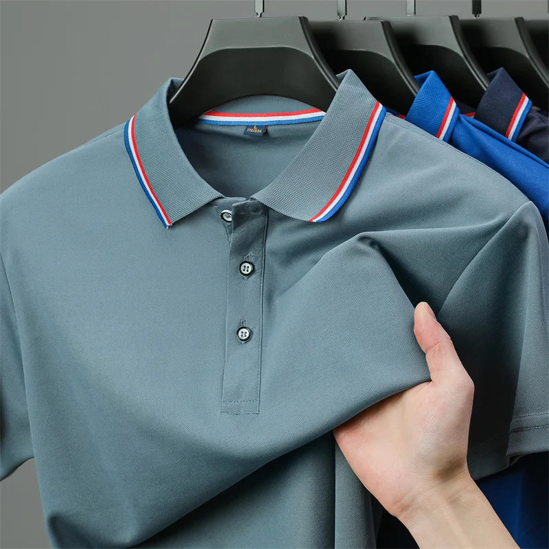 🧥 Men’s Solid Colour Short Sleeve Polo Shirt – Summer Essential