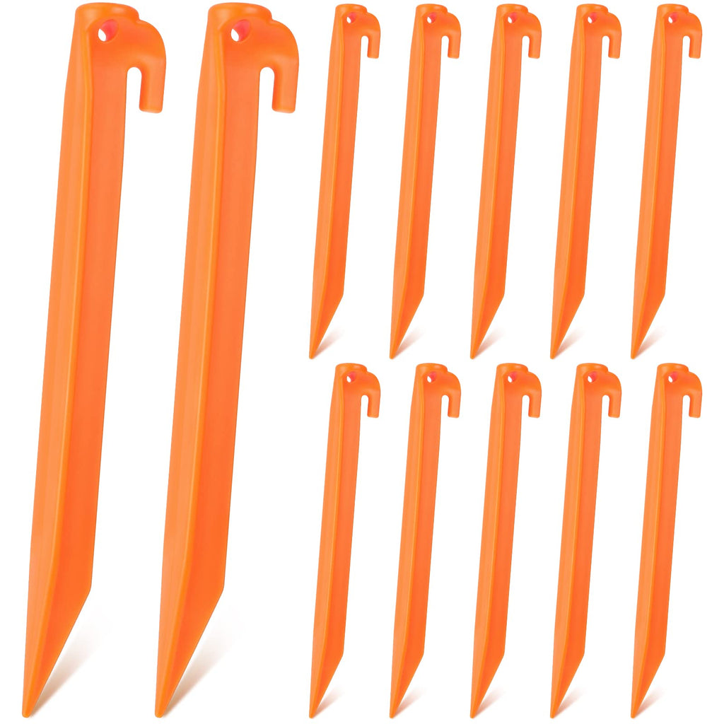 9 Inch Plastic Inflatable Stakes Tent Stakes Replacement Yard Inflatable Accessories for Inflatables Camping Tent Stakes Tent Pegs for Valentines Day Garden Home Decorations(Orange 12 Pieces)