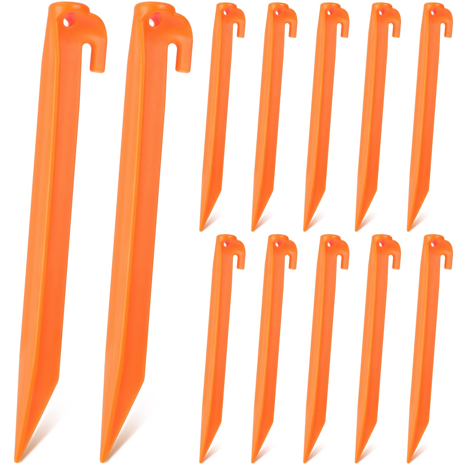 9 Inch Plastic Inflatable Stakes Tent Stakes Replacement Yard Inflatable Accessories for Inflatables Camping Tent Stakes Tent Pegs for Valentines Day Garden Home Decorations(Orange 12 Pieces)
