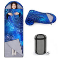 Basumee Sleeping Bags for Adults Waterproof Warm Cold Weather Sleeping Bag with Compression Bag Women Men Portable Backpacking Camping Traveling Hiking Essentials All Season Blue Purple