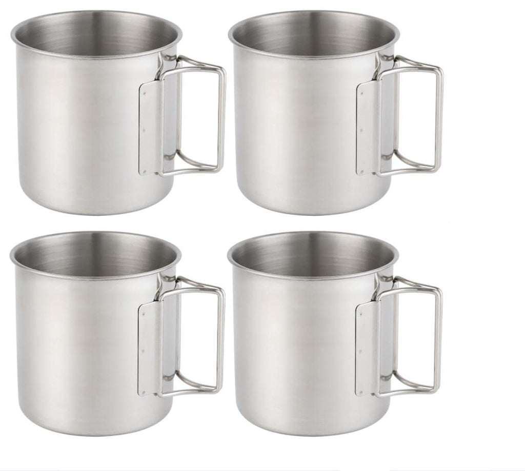 Falafale Stainless Steel Camping Mugs Outdoors Drinking Cup Picnic Mug with Foldable Handle Geat for PicnicHiking Backpacking and Outdoor Activities 4 Pack 22.3oz/ 660ml