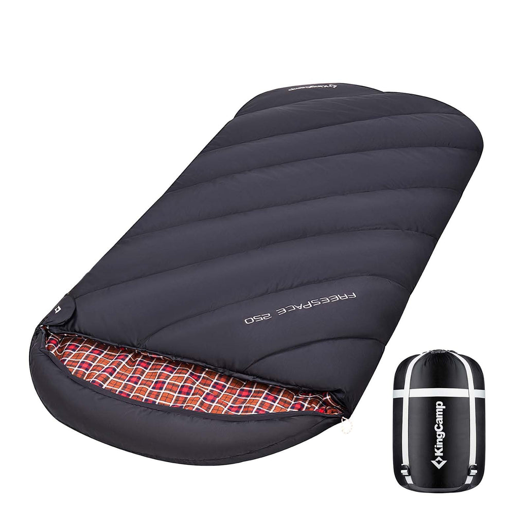 KingCamp Flannel Sleeping Bag for Adults Warm&Cold Weather 3-4 Season Sleeping Bag Extra Wide Sleeping Bag for Camping Hinking， Backpacking