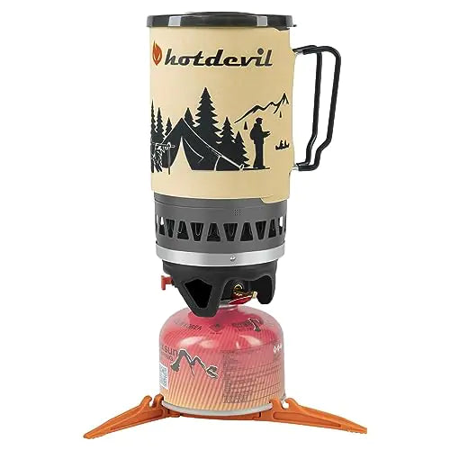 Hotdevil (1.4-Litre) Backpacking Camping Stove Portable Cooking System with Piezo Ignition Outdoor Mini Burner Camping Stove Kit Propane Ideal for Hiking Fishing Hunting Emergency & Survival